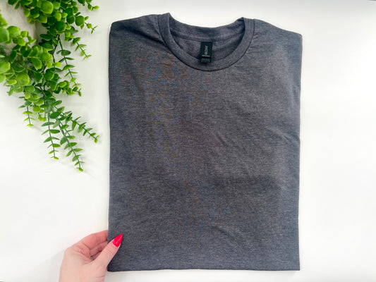 MEDIUM - Dark Heather Grey Tshirt - Gildan Softstyle