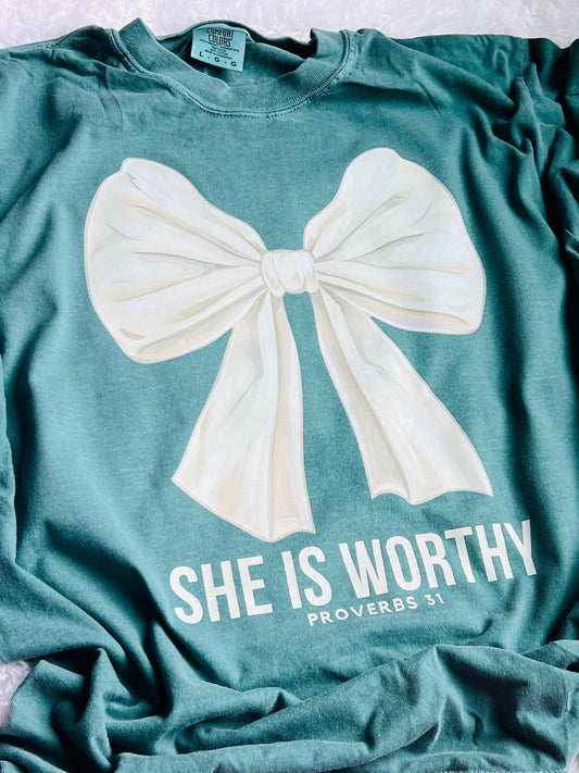 She Is Worthy Graphic Tee - RTS