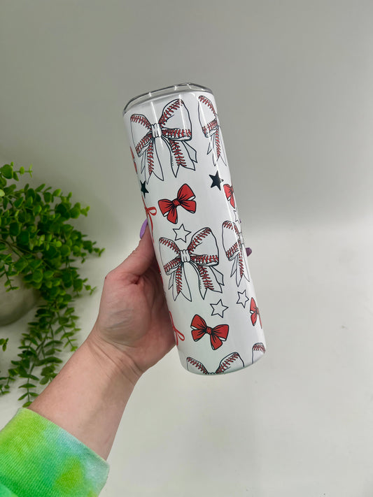 READY TO SHIP: Baseball Coquette Tumbler 20 oz