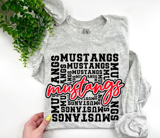 Mustangs Typography Black & Red - Custom