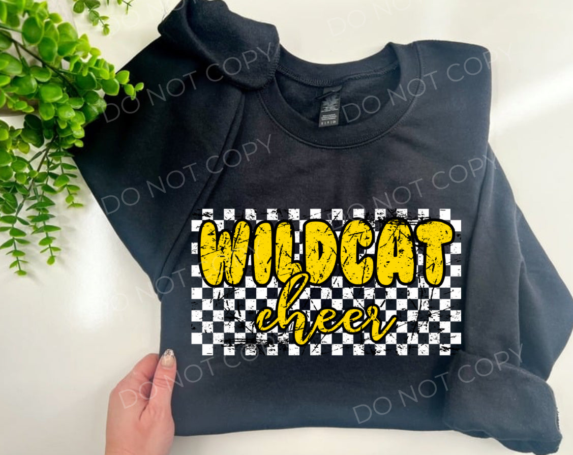 #136 - Wildcat Cheer Checkered - DIRECT TO FILM PRINT ONLY