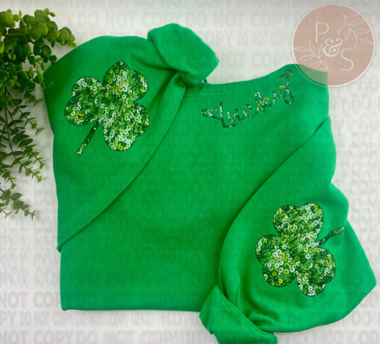Lucky Fake Sequins With Clover Sleeves - Custom