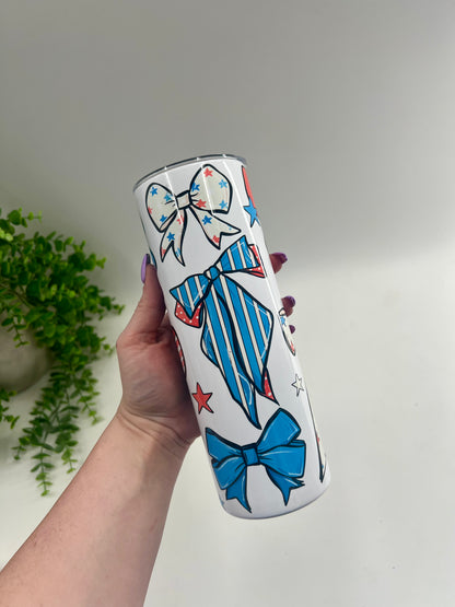 READY TO SHIP: Americana Coquette Tumbler 20 oz - MISPRINT BLACK SPOTS