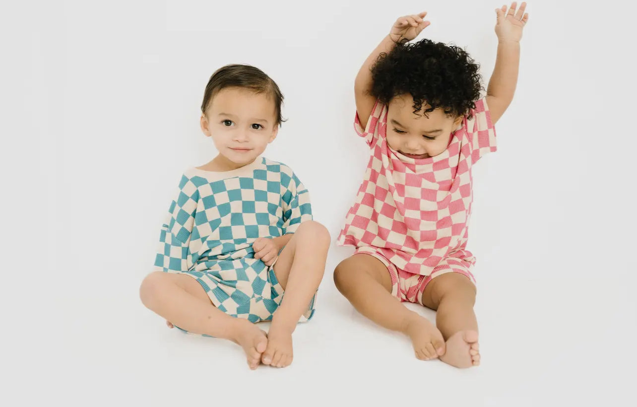 READY TO SHIP: 6/12 MONTH - Pink Short Checker Set - Little One Shop Co