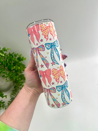 READY TO SHIP: MISPRINT Coquette Tumbler 20 oz - **black ink spots throughout