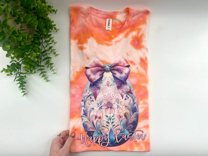 READY TO SHIP: LARGE - Watercolor Happy Easter Egg Ice Dyed Tshirt