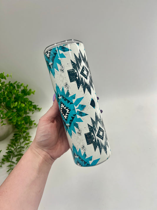READY TO SHIP: Aztec Tumbler 20 oz - CHIPPED LID