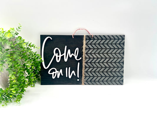 READY TO SHIP: Come On In 18” Ebony Black Door Hanger