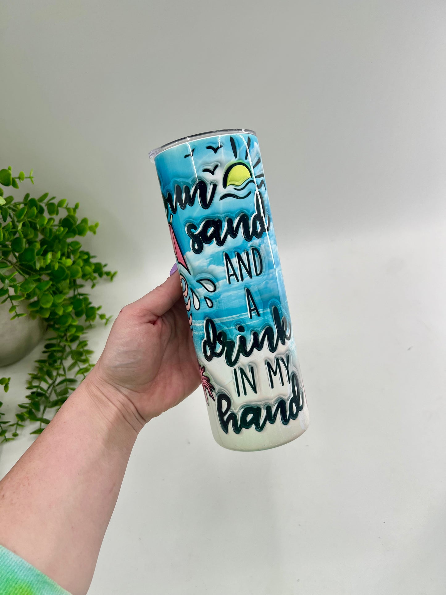 READY TO SHIP: FLAWED - Sun Sand Drink In My Hand **chipped on lid**