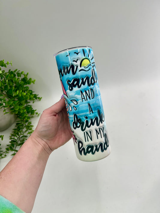 READY TO SHIP: FLAWED - Sun Sand Drink In My Hand **chipped on lid**