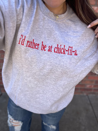 Kelsey’s Closet: XL - I’d Rather Be At CFA Embroidered Sweatshirt