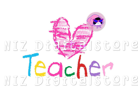 #50 - Teacher Heart Doodle - POCKET - DIRECT TO FILM PRINT ONLY