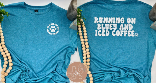 #147 - Running On Blue - Front & Back - SCREEN PRINT ONLY