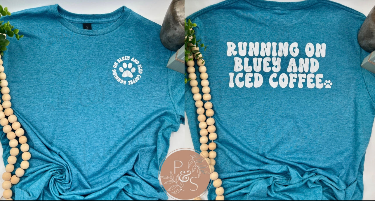 #147 - Running On Blue - Front & Back - SCREEN PRINT ONLY