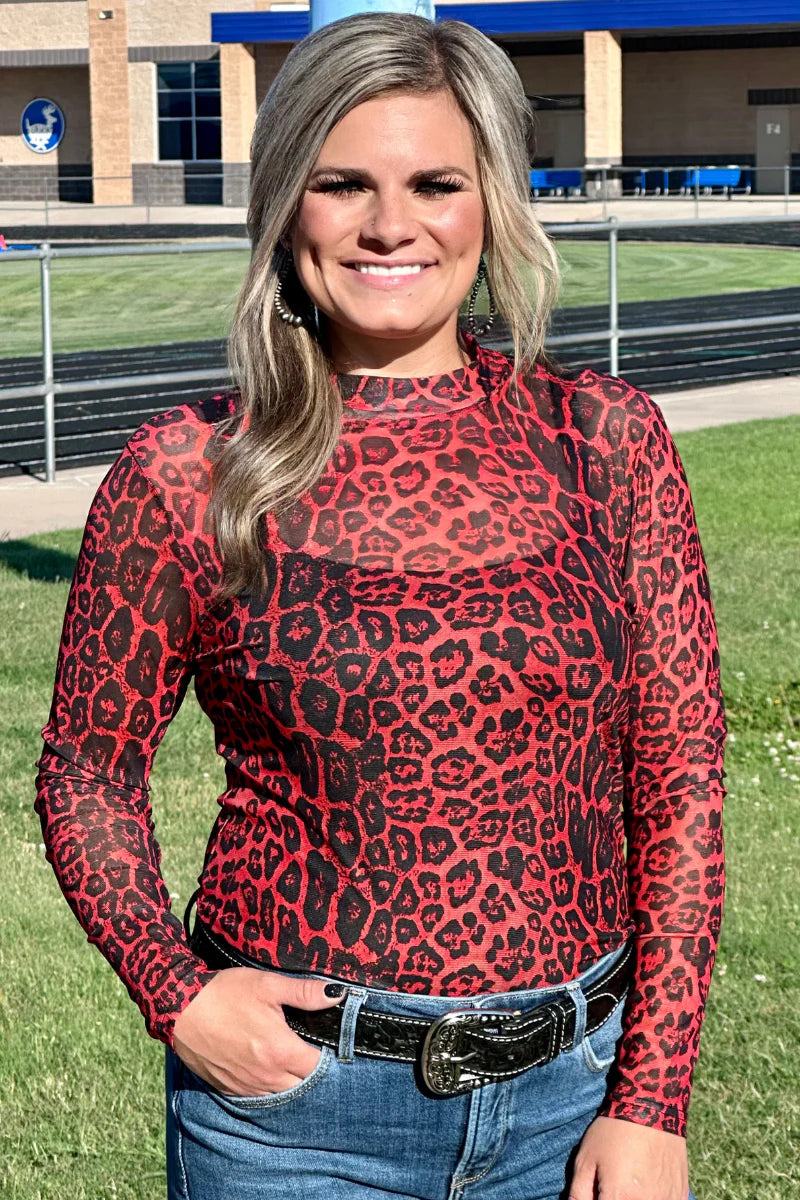 SIDELINE SPIRIT RED MESH TOP
