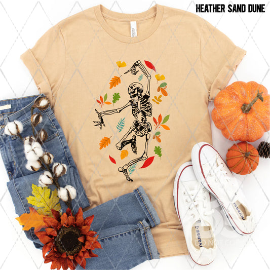 Fall Leaves Dancing Skeleton - DTF003841