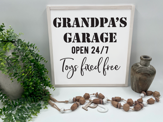 Grandpa’s Garage Toys Fixed Free - Wood Sign