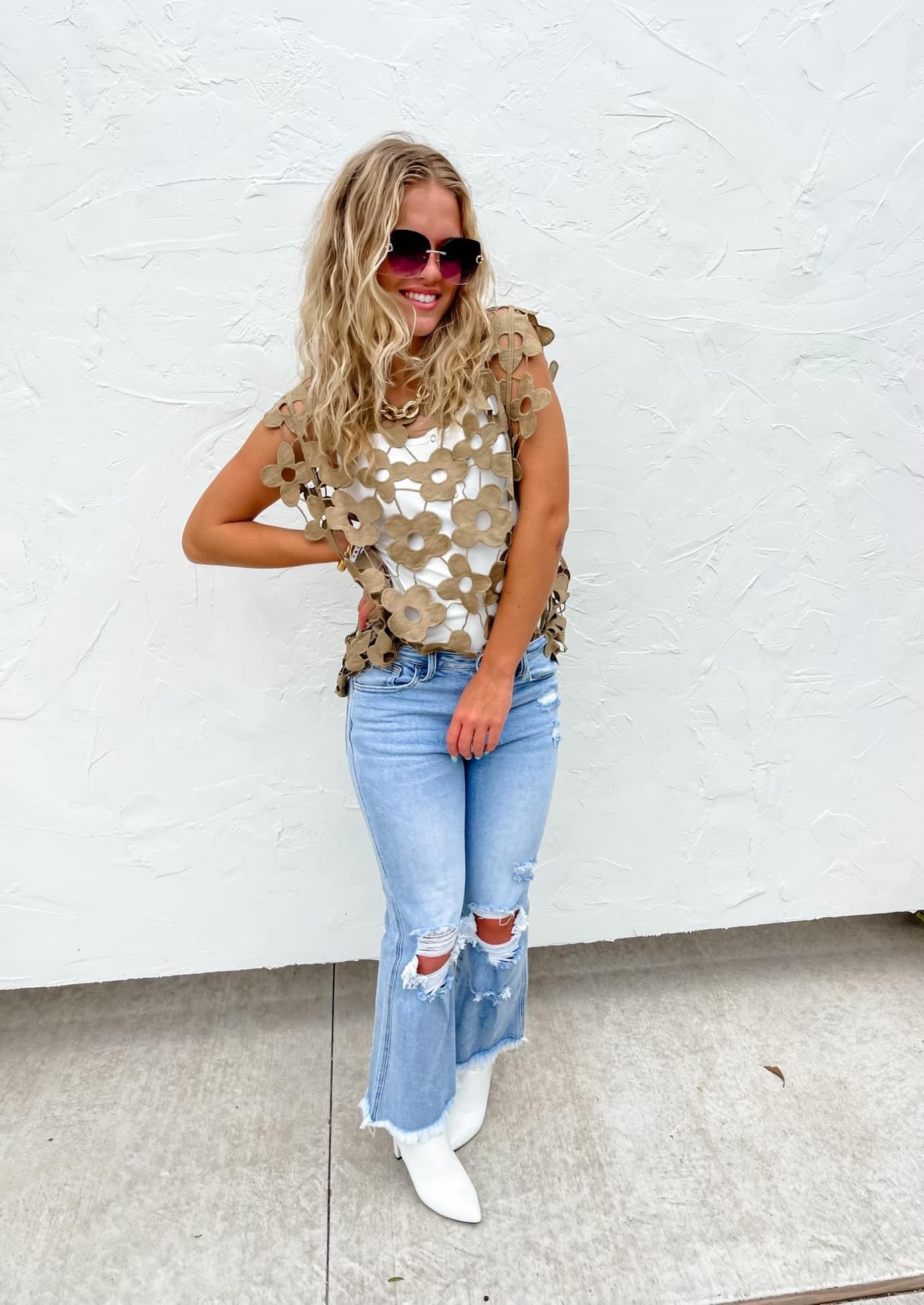 READY TO SHIP: One Size S-XL - Mocha Scarlett Crochet Top