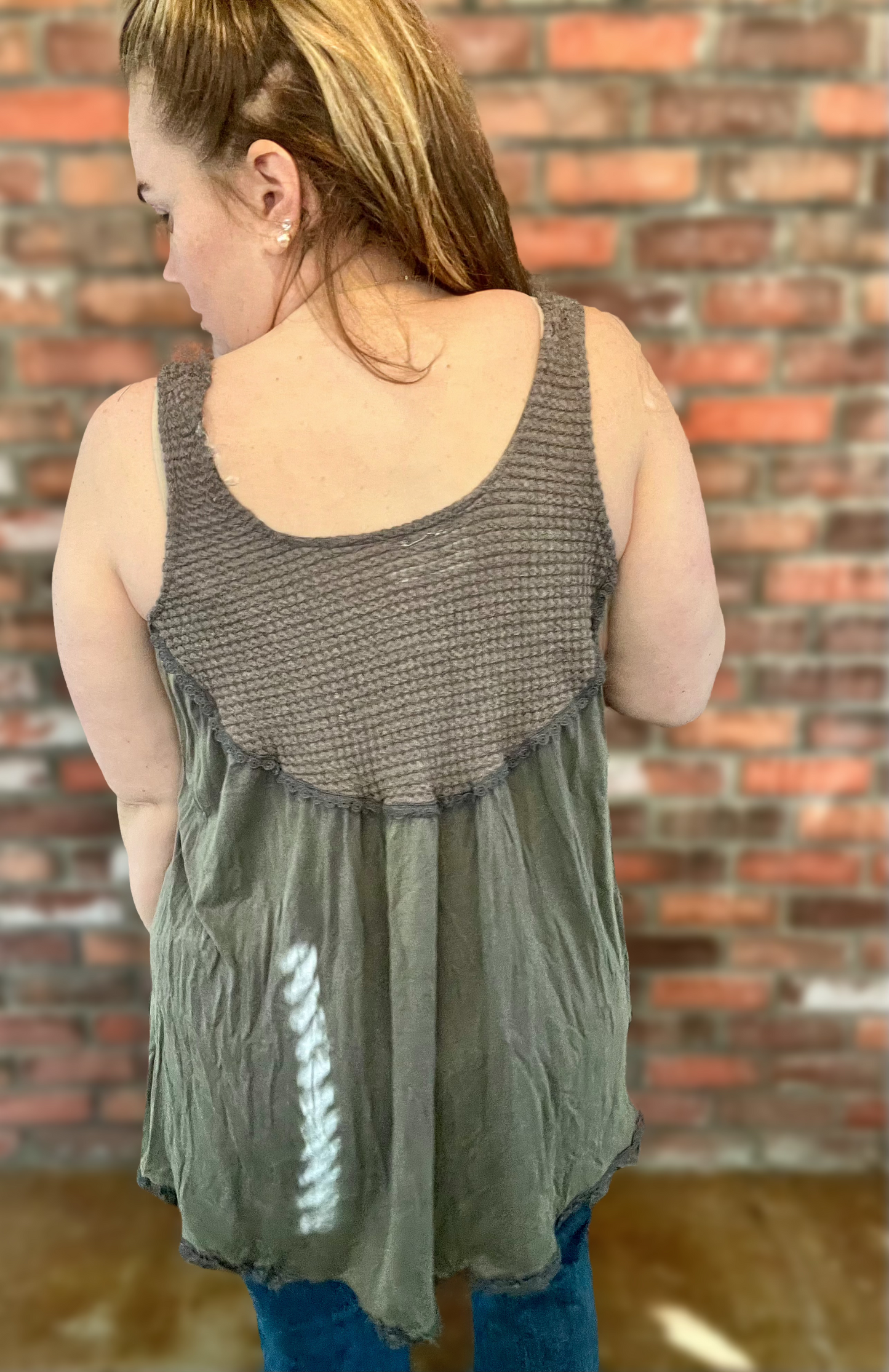 Kelsey’s Closet: Small - Babydoll POL Charcoal Tank