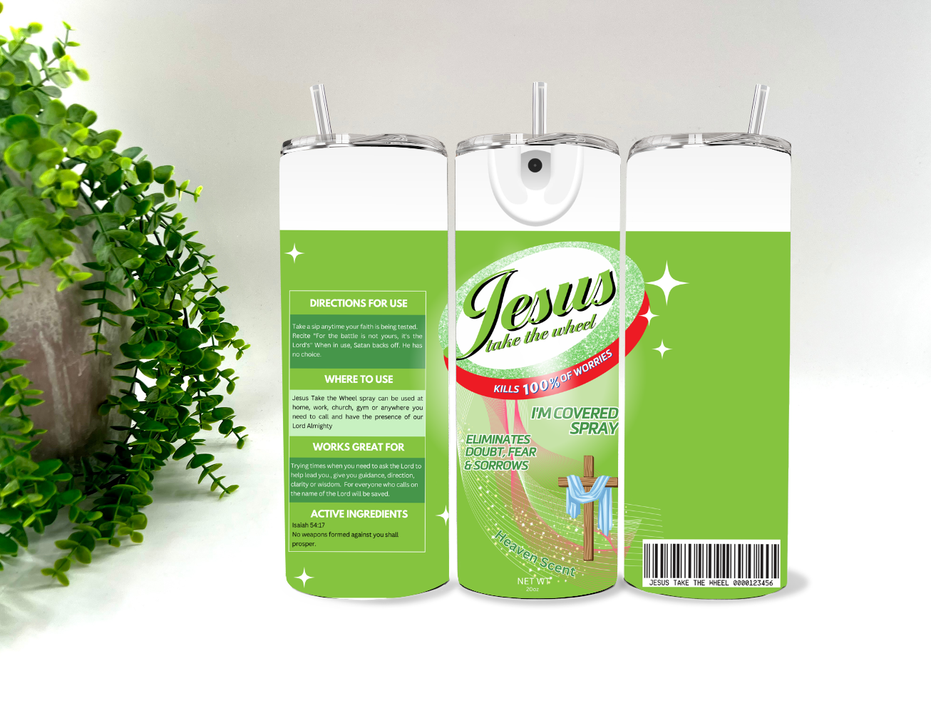 Jesus I’m Covered Spray Lime - 20 oz Tumbler