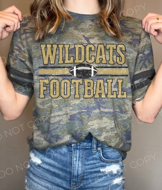 Wildcats Football Gold Distressed - Custom