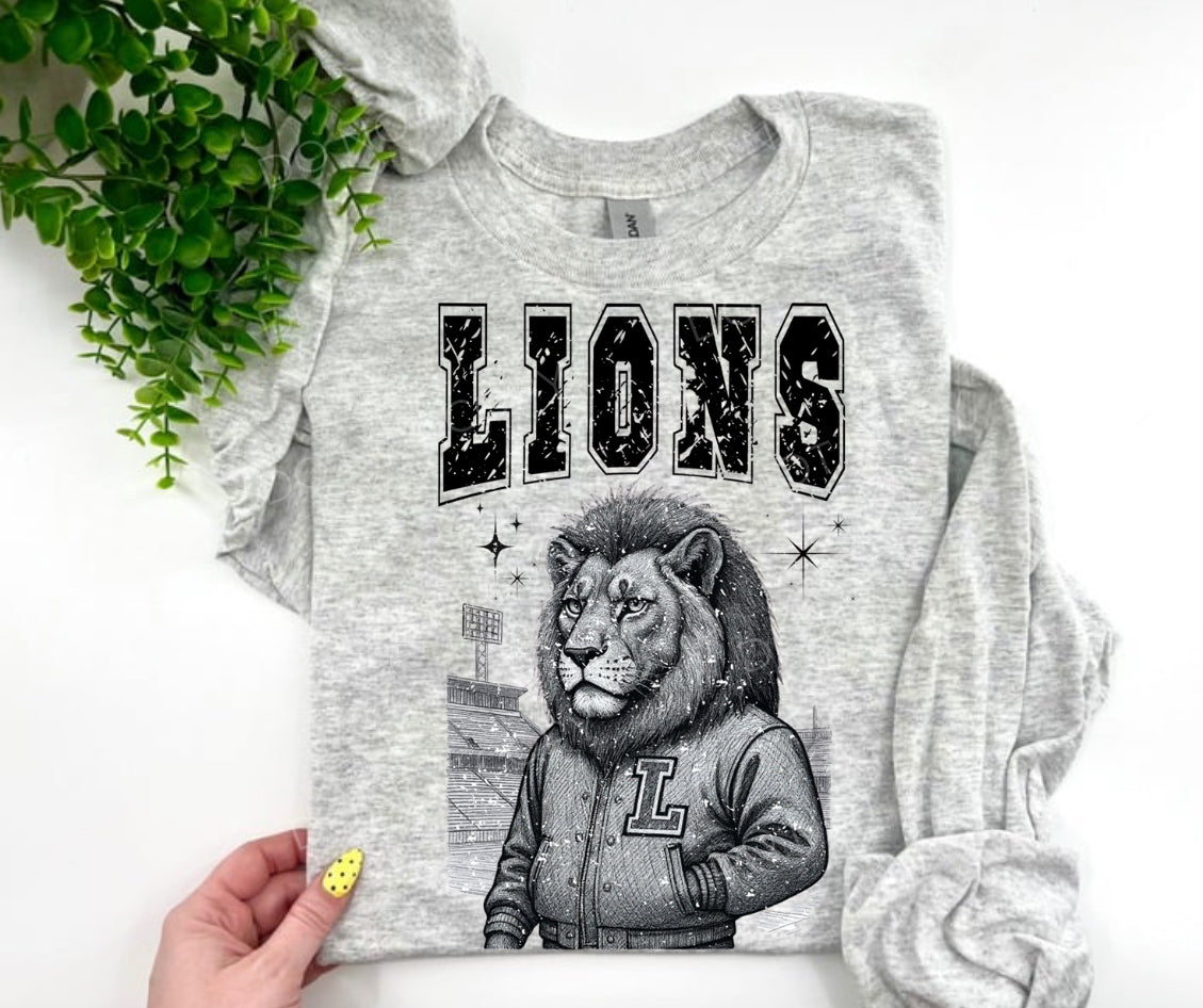 Lions Retro Vintage Mascot Sketch - Custom