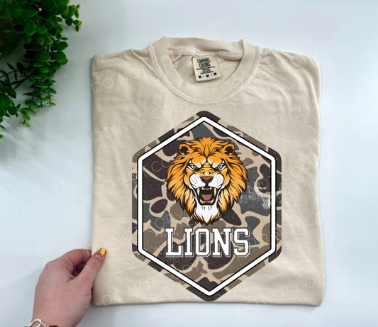 Lions Camo Mascot Patch - Custom