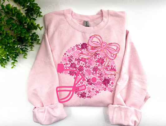 Pink Out Floral Football Helmet Coquette - Custom