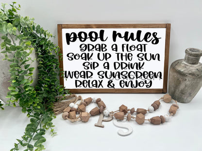 Pool Rules - 16x10” - Wood Sign