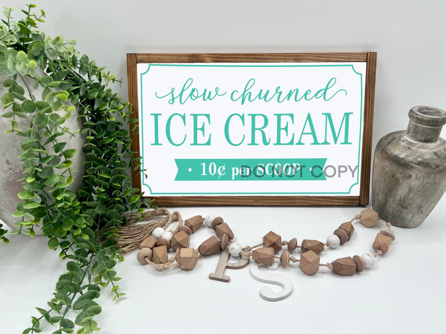 Slow Churned Ice Cream - 16x10” - Wood Sign