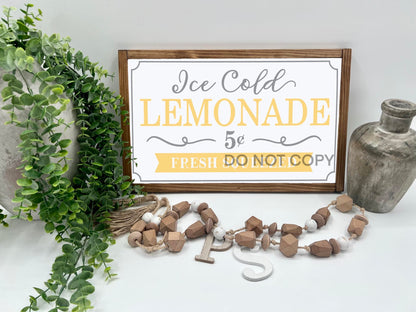 Ice Cold Lemonade - 16x10” - Wood Sign