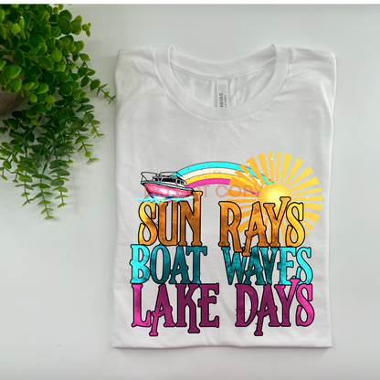 Sun Rays Boat Waves Lake Days - Custom