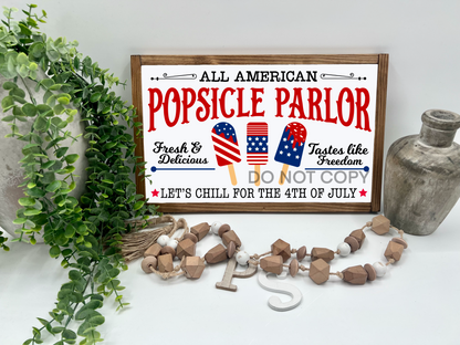 Popsicle Parlor - 16x10” - Wood Sign