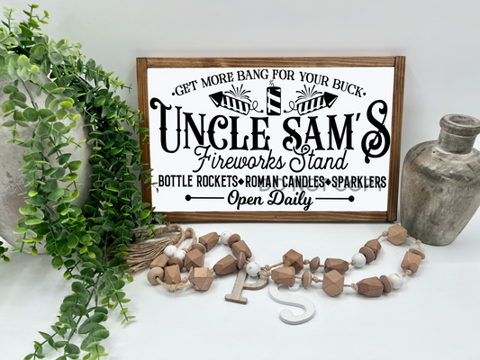 Uncle Sam's Fireworks Stand - 16x10” - Wood Sign