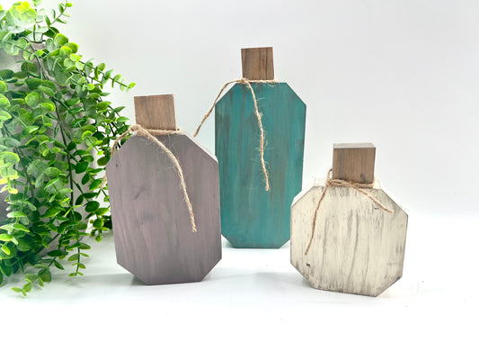 READY TO SHIP: Solid Octagon Cascade, English Lavender and Sheepskin with Weathered Gray Stain - Pumpkin Set of 3