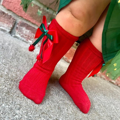 1-2 WEEK TAT: Holiday Bow Knee Socks