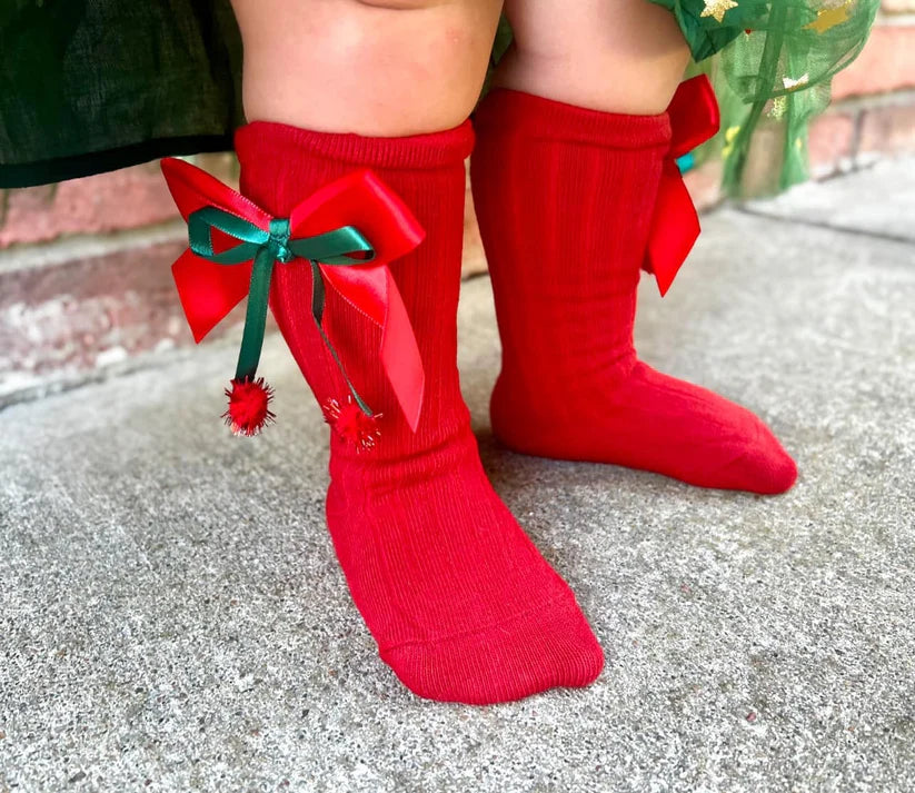 1-2 WEEK TAT: Holiday Bow Knee Socks