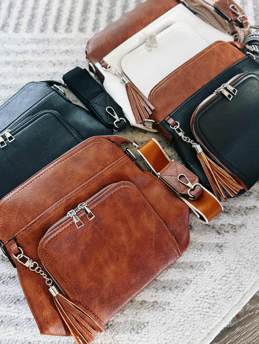 1-2 WEEK TAT: Boho Tassel vegan leather sling