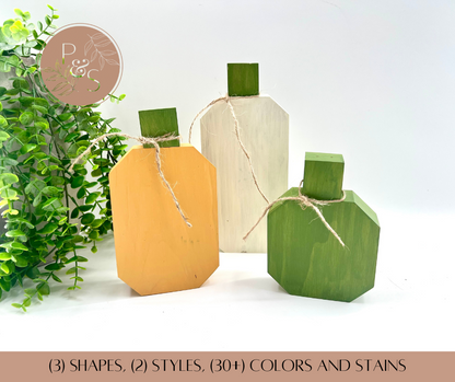 Wood Painted Pumpkins - Set Of 3