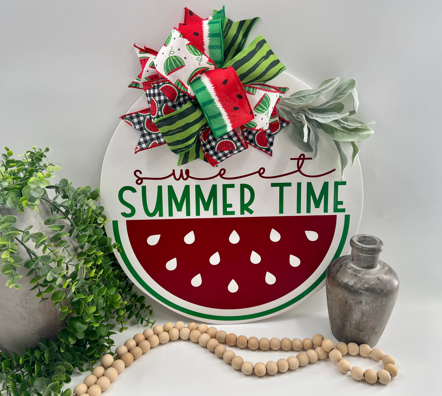 Sweet Summer Time Watermelon - 18” White Door Hanger