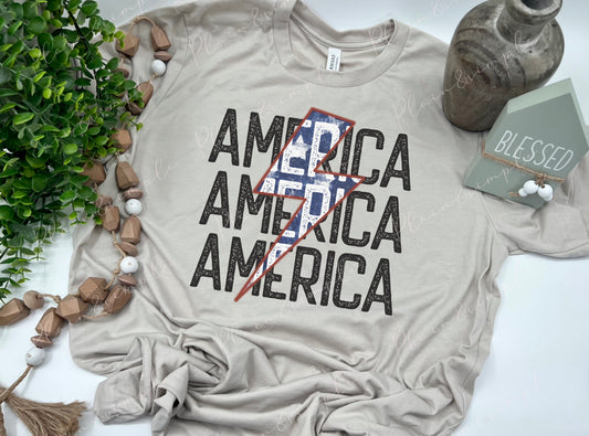 America Stacked Bolt - Custom Tee