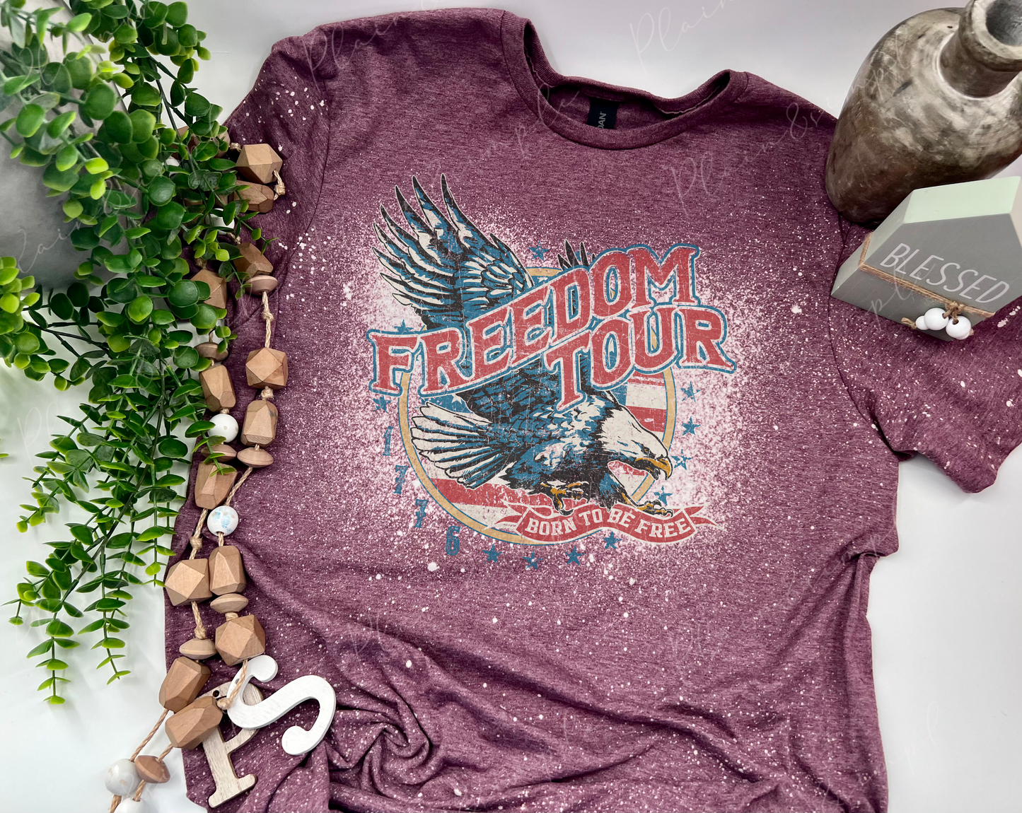 Freedom Tour - H. Maroon - Bleached Tee