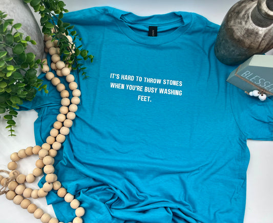 READY TO SHIP - MEDIUM & 3XL - Throw Stones - Aqua