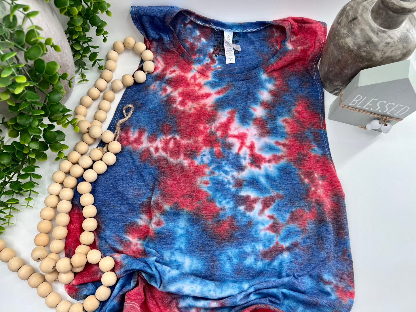 Large - Red and Blue Dyed Next Level Tank