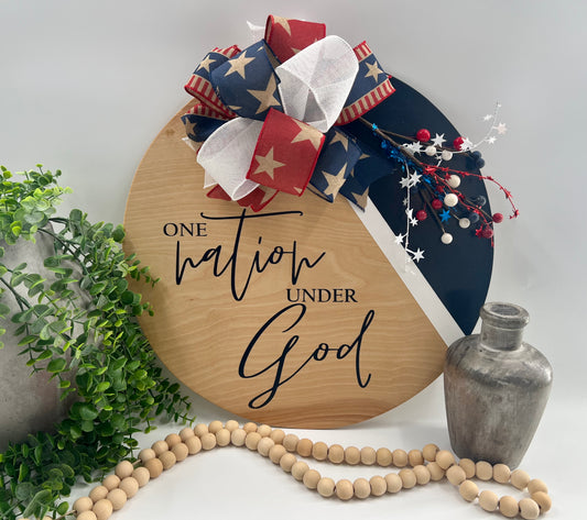 One Nation Under God - 18” Natural Door Hanger