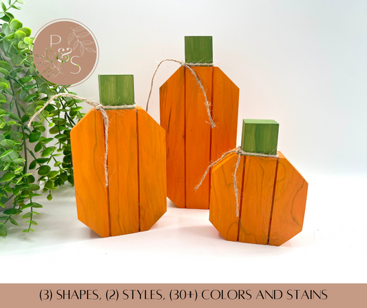 Wood Painted Pumpkins - Set Of 3