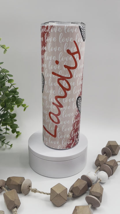 Red, Pink & Leopard Valentine Customizable Name - 20 oz Tumbler