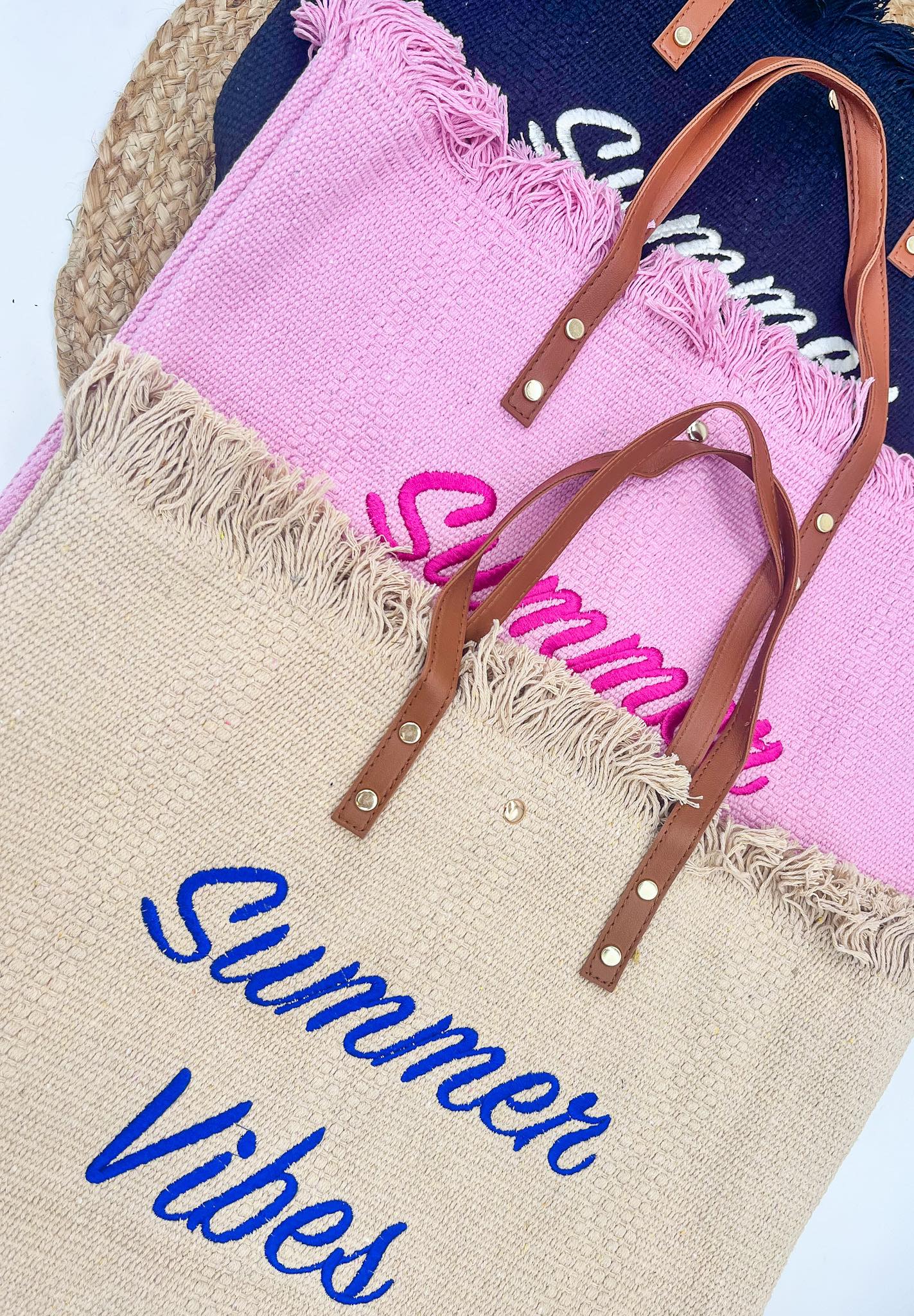 Summer Vibes embroidered Knitted Canvas Tote 5.22.23
