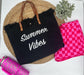 Summer Vibes embroidered Knitted Canvas Tote 5.22.23