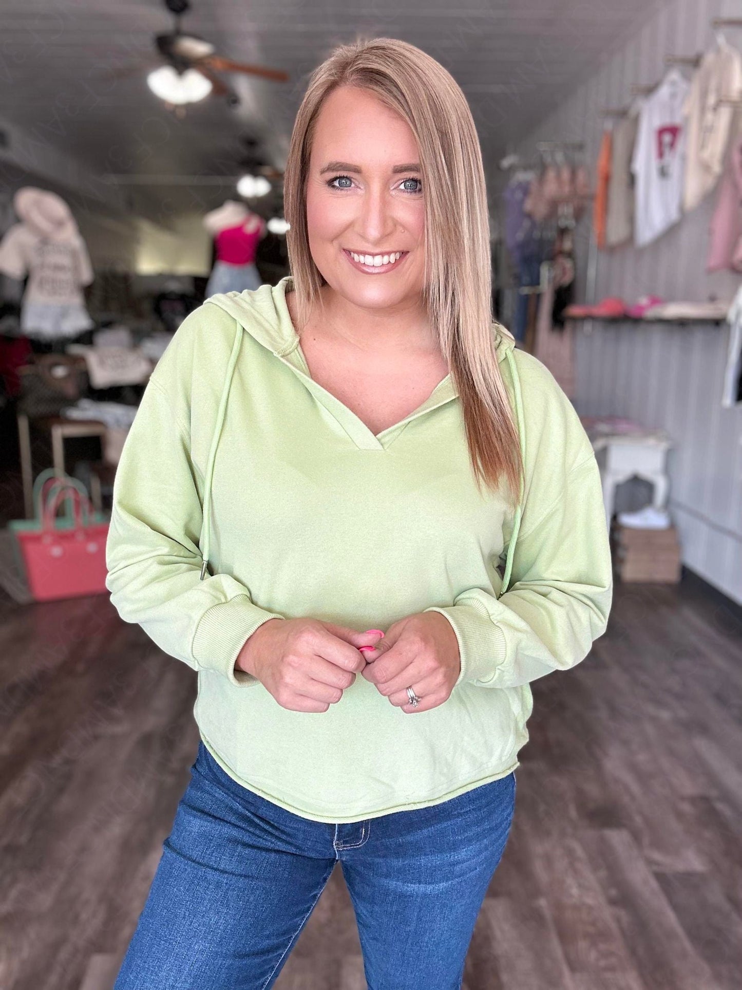 1 WEEK TAT: Tori Raw Hem Hoodie Sweater-